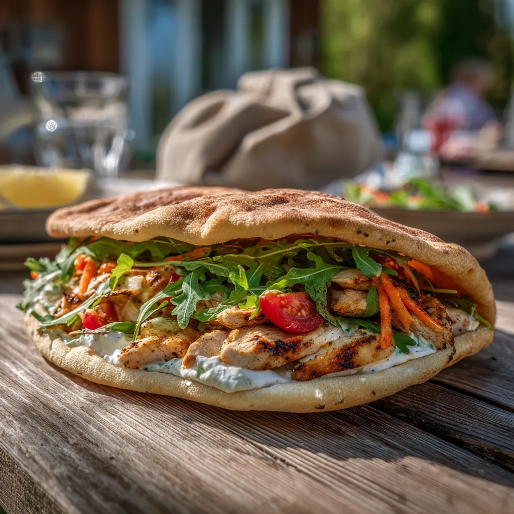 [7635] Pique -Mie le Chicken (Pain suédois poulet carotte rapée tomates roquette crème fouettée citron)