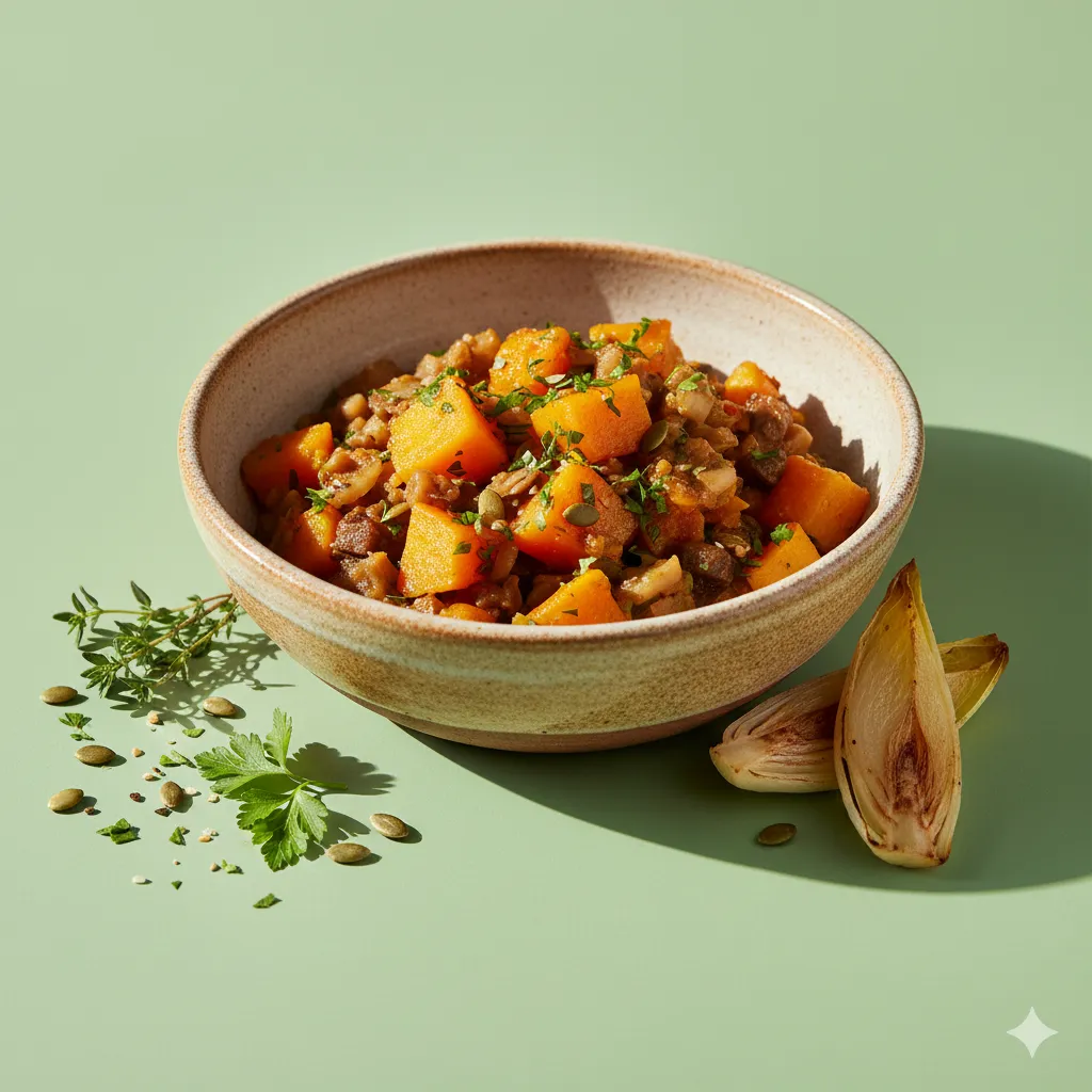 [7101] Sauté Marengo végé, potiron fondant aux herbes, endives braisées