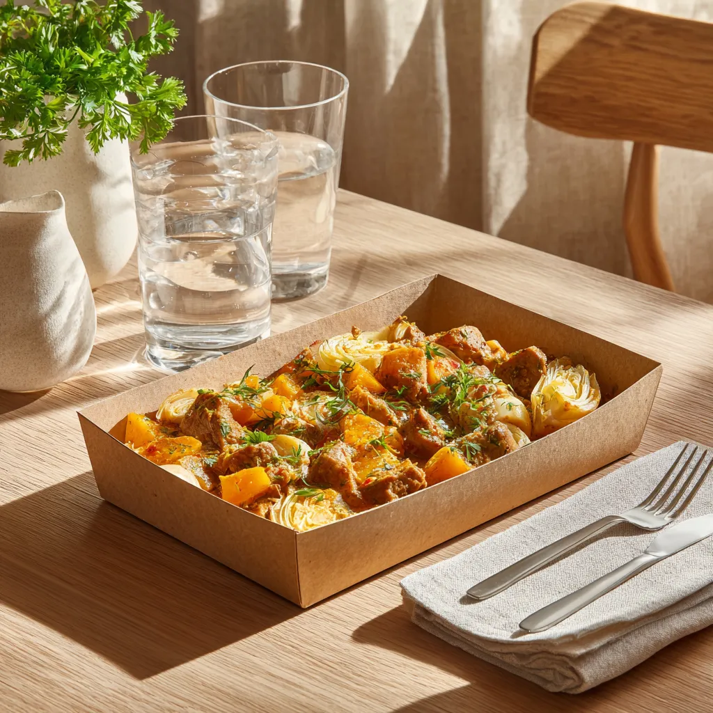 [2841] Veau Marengo, potiron fondant aux herbes, endives braisées